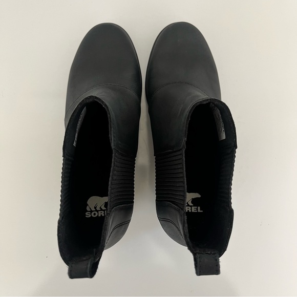 Sorel Waterproof Wedge Chelsea Boots Black Leather Size 8 NWOB - Picture 8 of 13